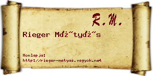 Rieger Mátyás névjegykártya